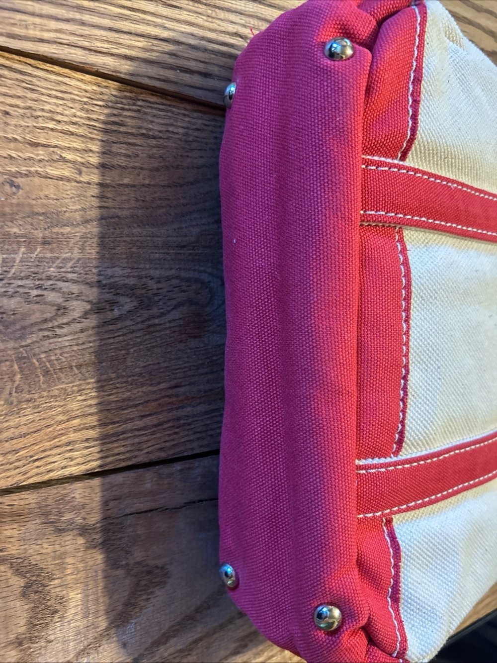 NEW Viral Sunwin Boatkin Small Tote Cream canvas/Red Handles Beach Wirkincore - Picture 3 of 13